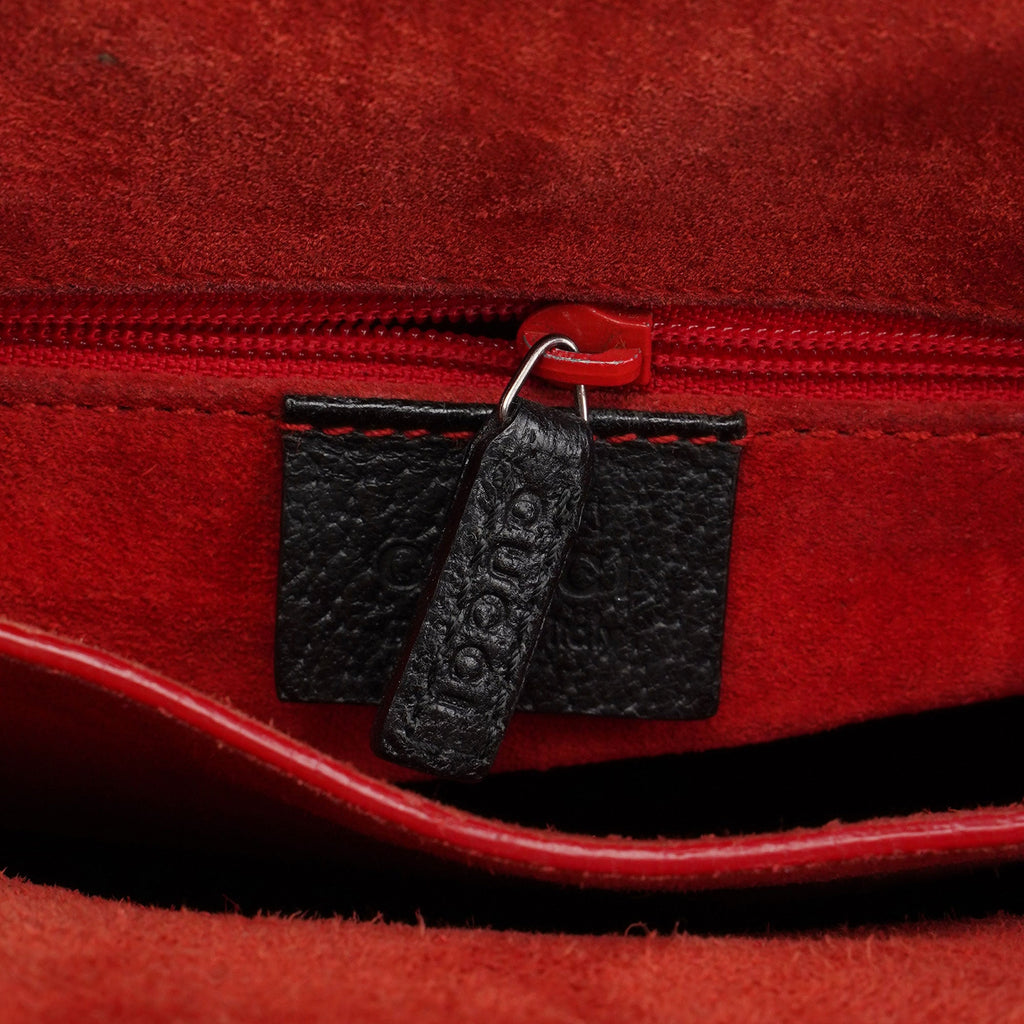 Black Leather Bamboo Tote