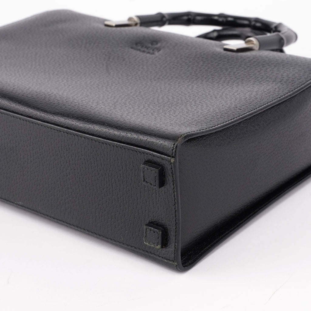 Black Leather Bamboo Tote