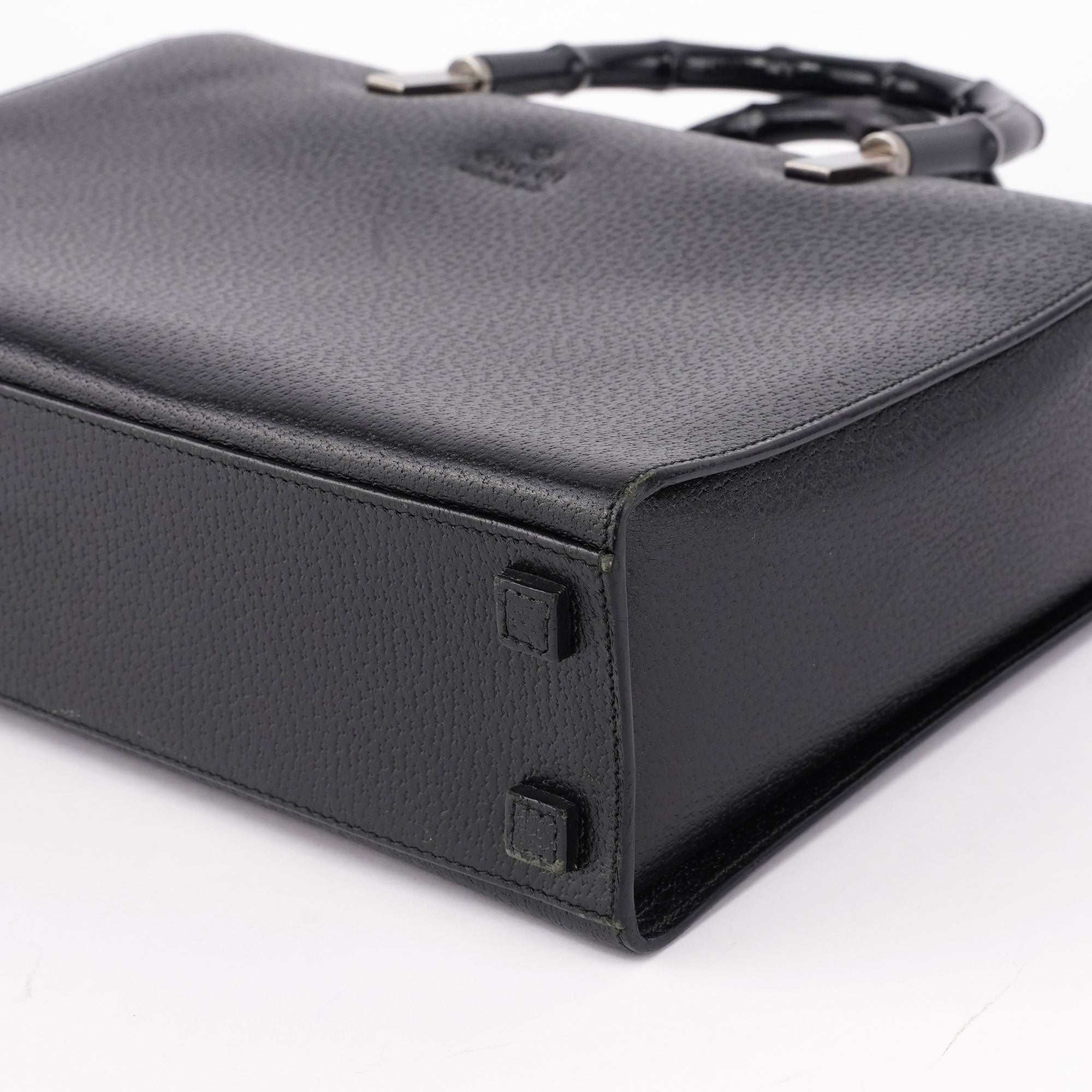 Black Leather Bamboo Tote