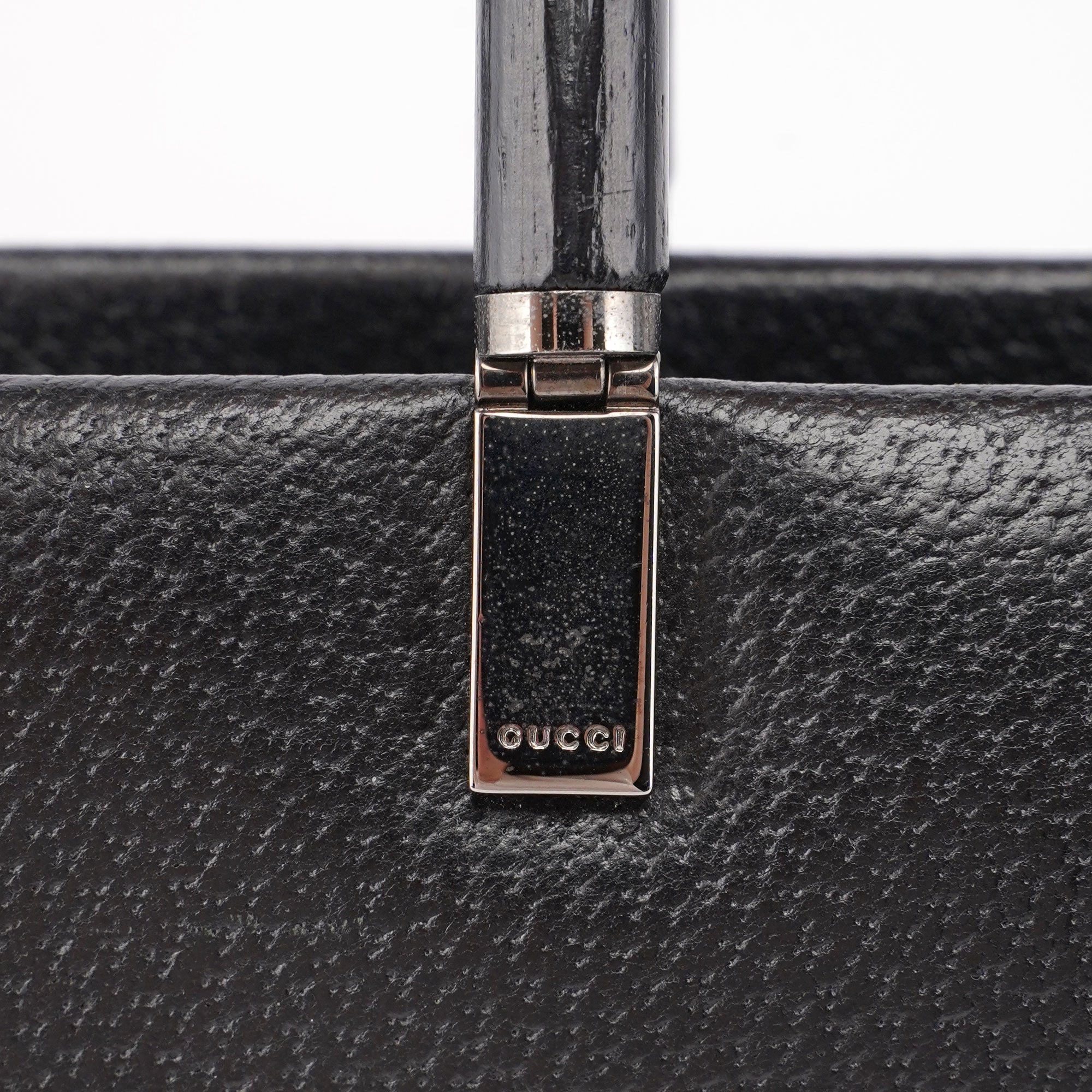 Black Leather Bamboo Tote