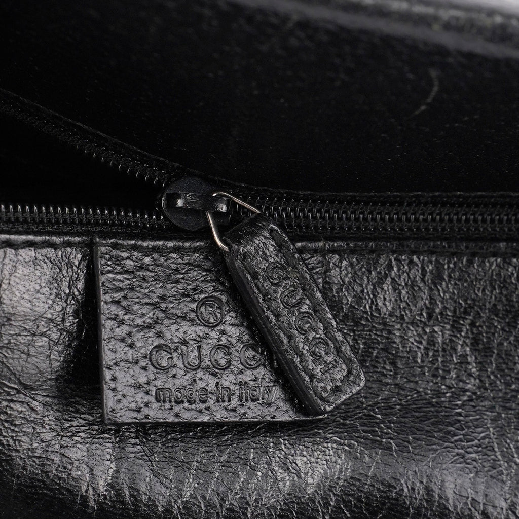 Black Leather Bamboo Tote