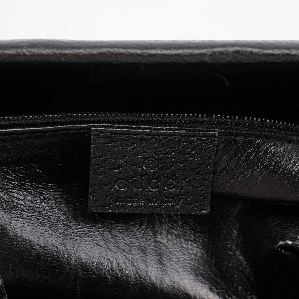 Black Leather Bamboo Tote