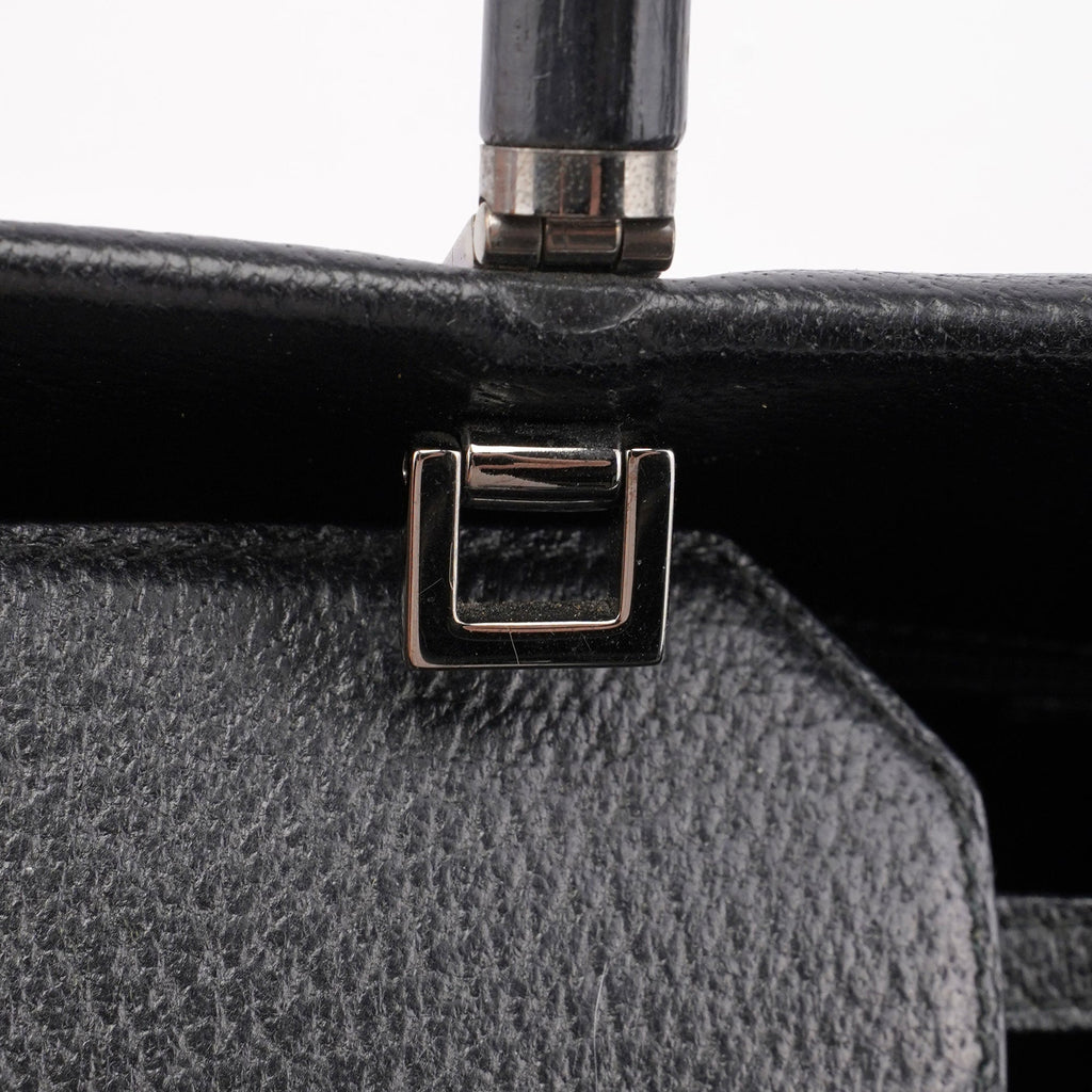Black Leather Bamboo Tote