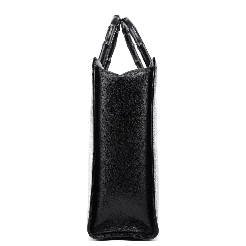 Black Leather Bamboo Tote