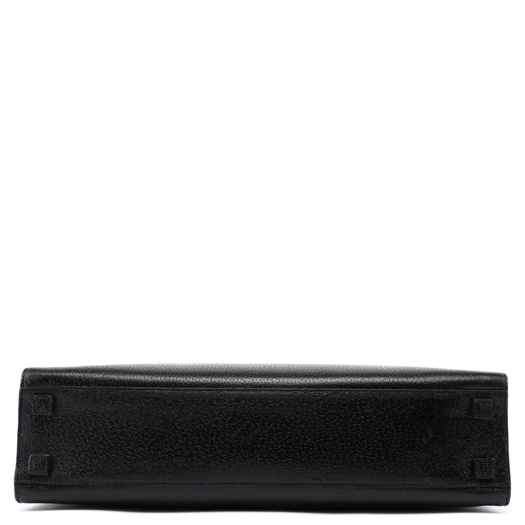 Black Leather Bamboo Tote