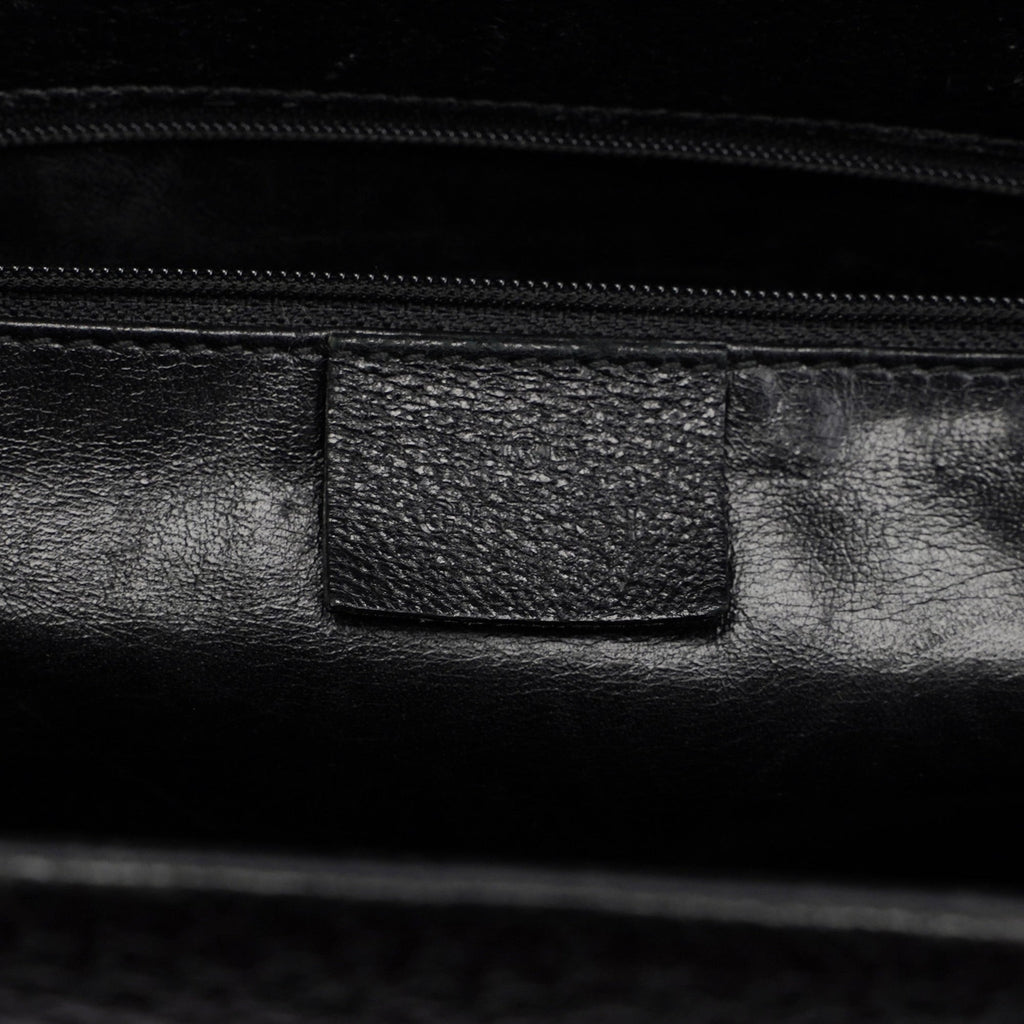 Black Leather Bamboo Tote