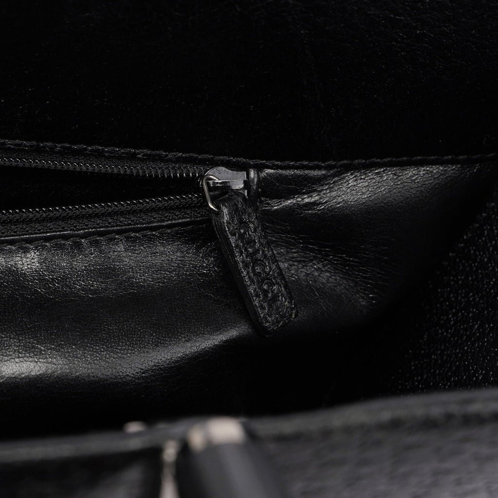 Black Leather Bamboo Tote