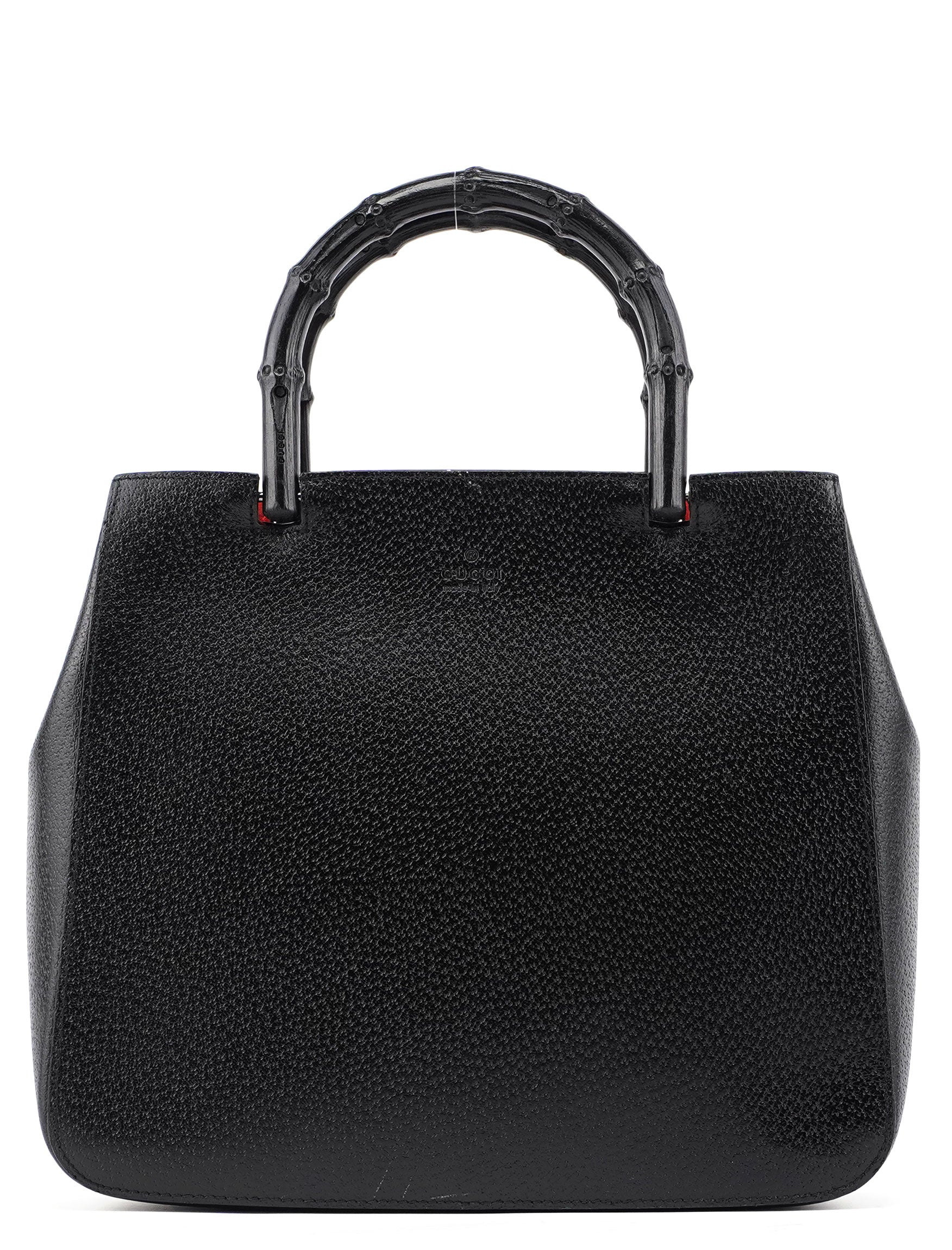 Black Leather Bamboo Tote