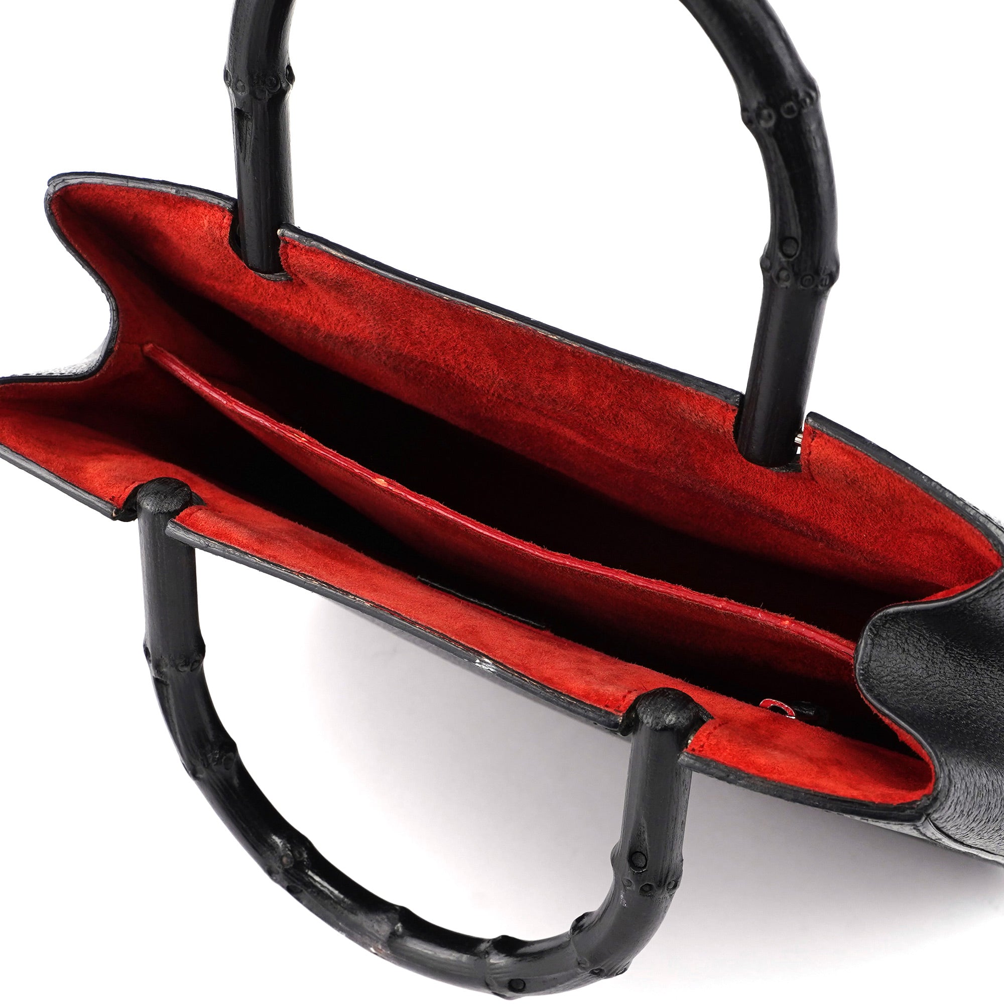 Black Leather Bamboo Tote