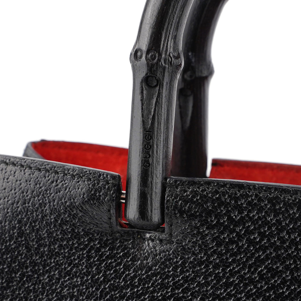 Black Leather Bamboo Tote