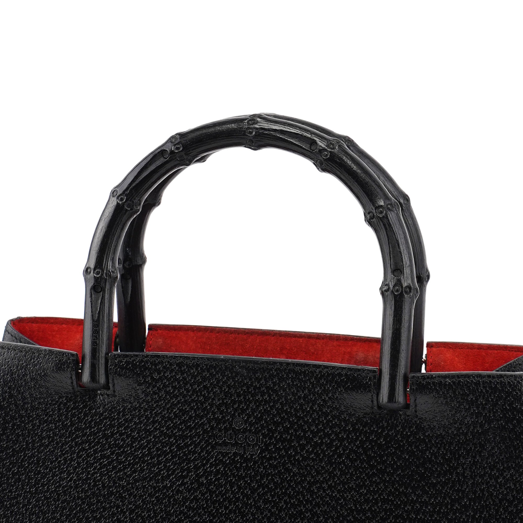 Black Leather Bamboo Tote