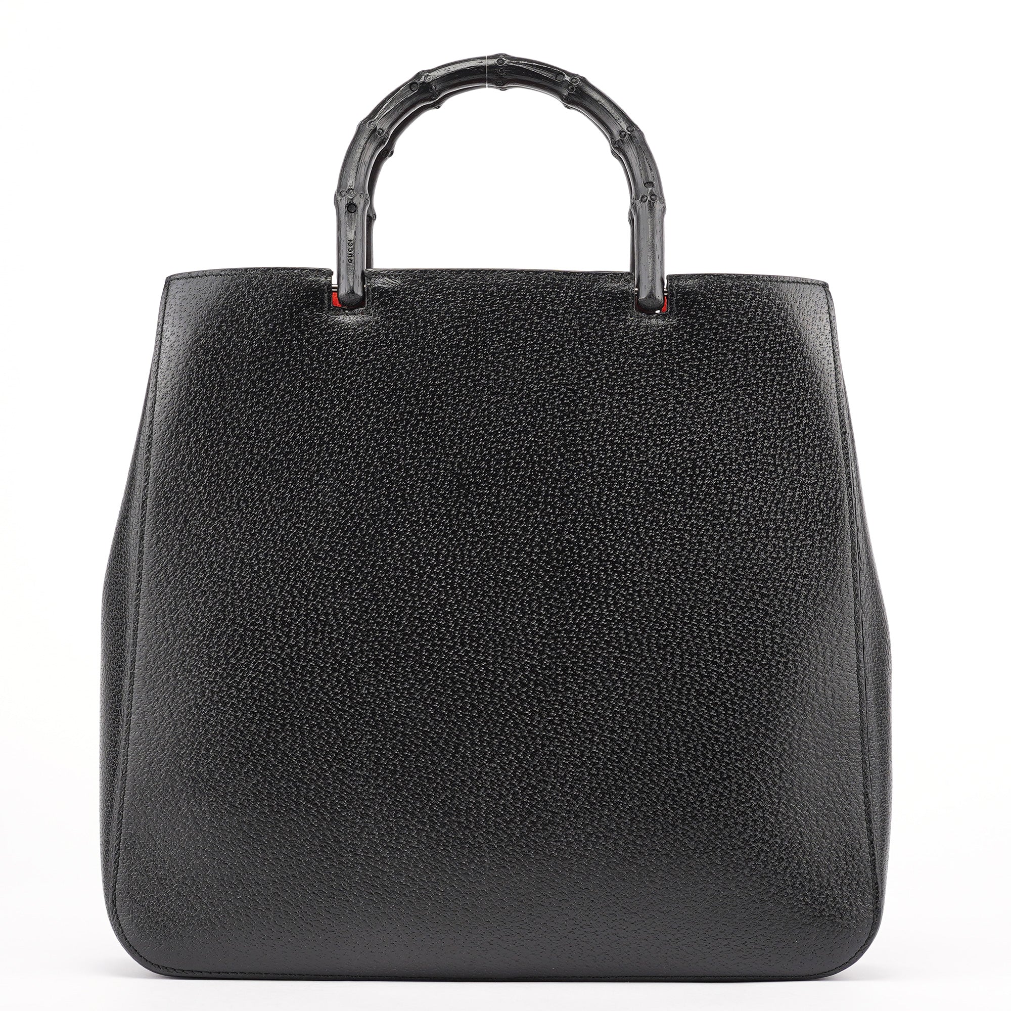 Black Leather Bamboo Tote Bag