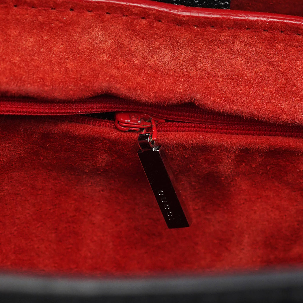 Black Leather Bamboo Tote Bag