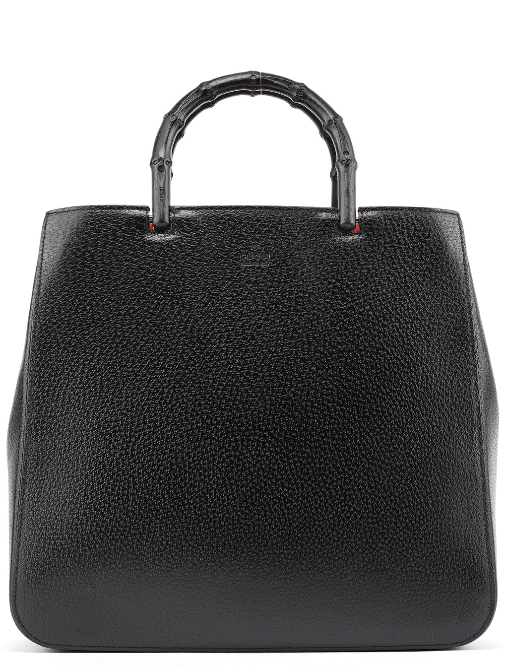 Black Leather Bamboo Tote Bag