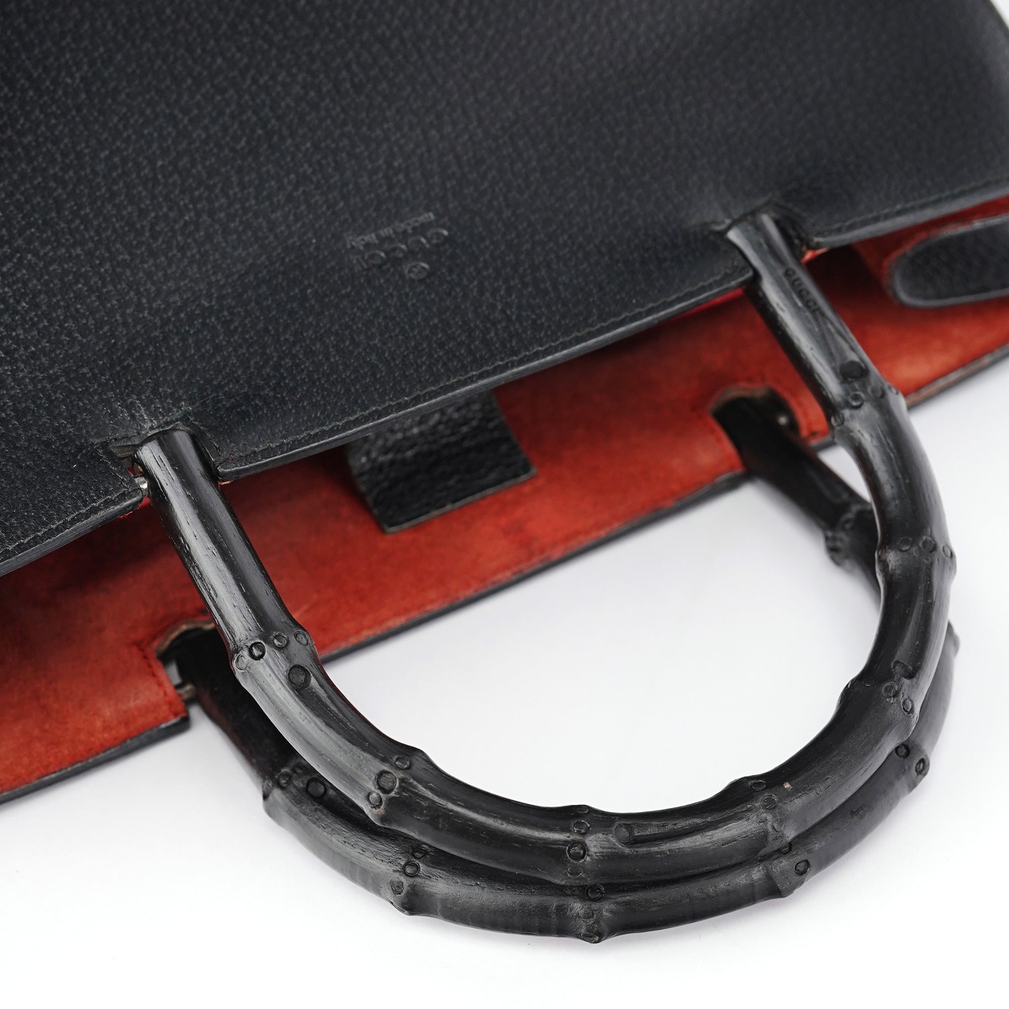 Black Leather Bamboo Tote Bag