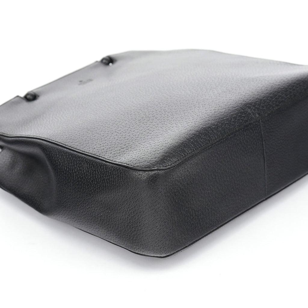Black Leather Bamboo Tote Bag