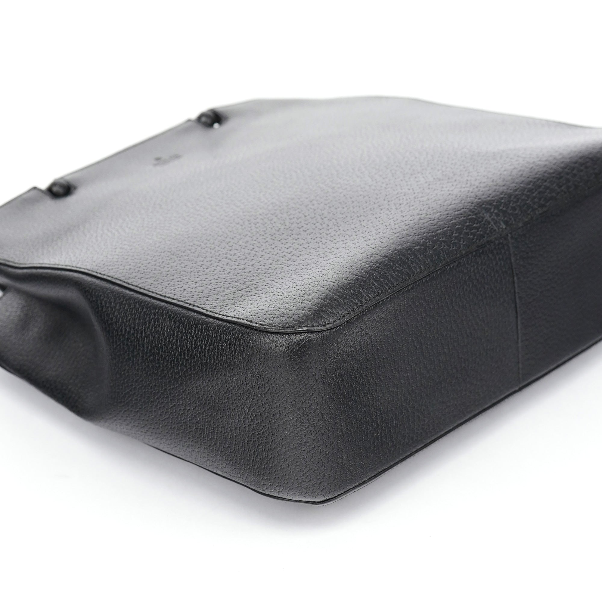 Black Leather Bamboo Tote Bag