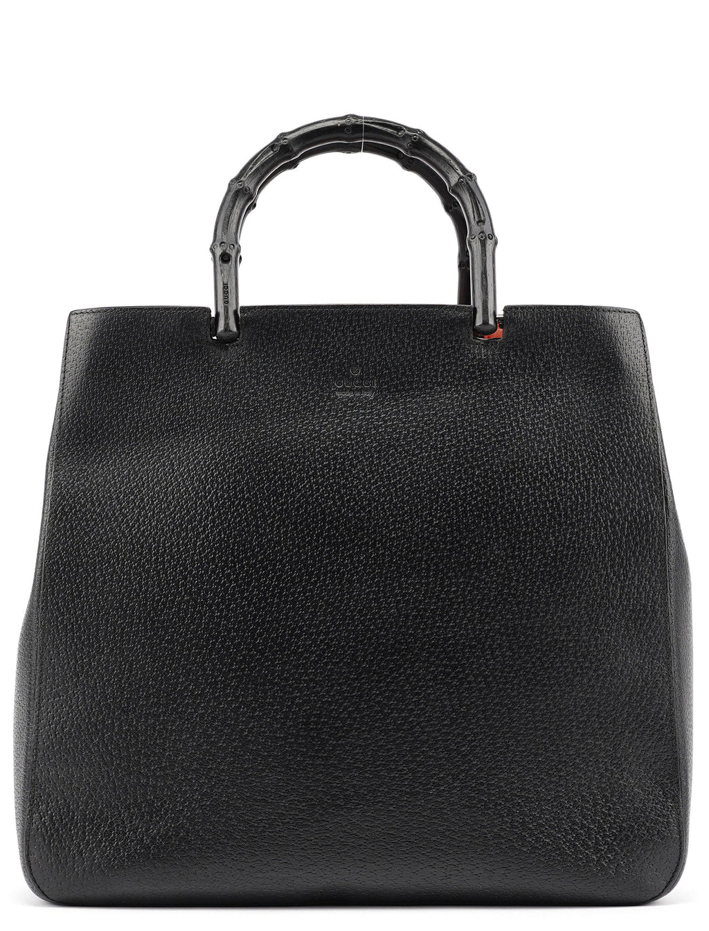 Black Leather Bamboo Tote Bag