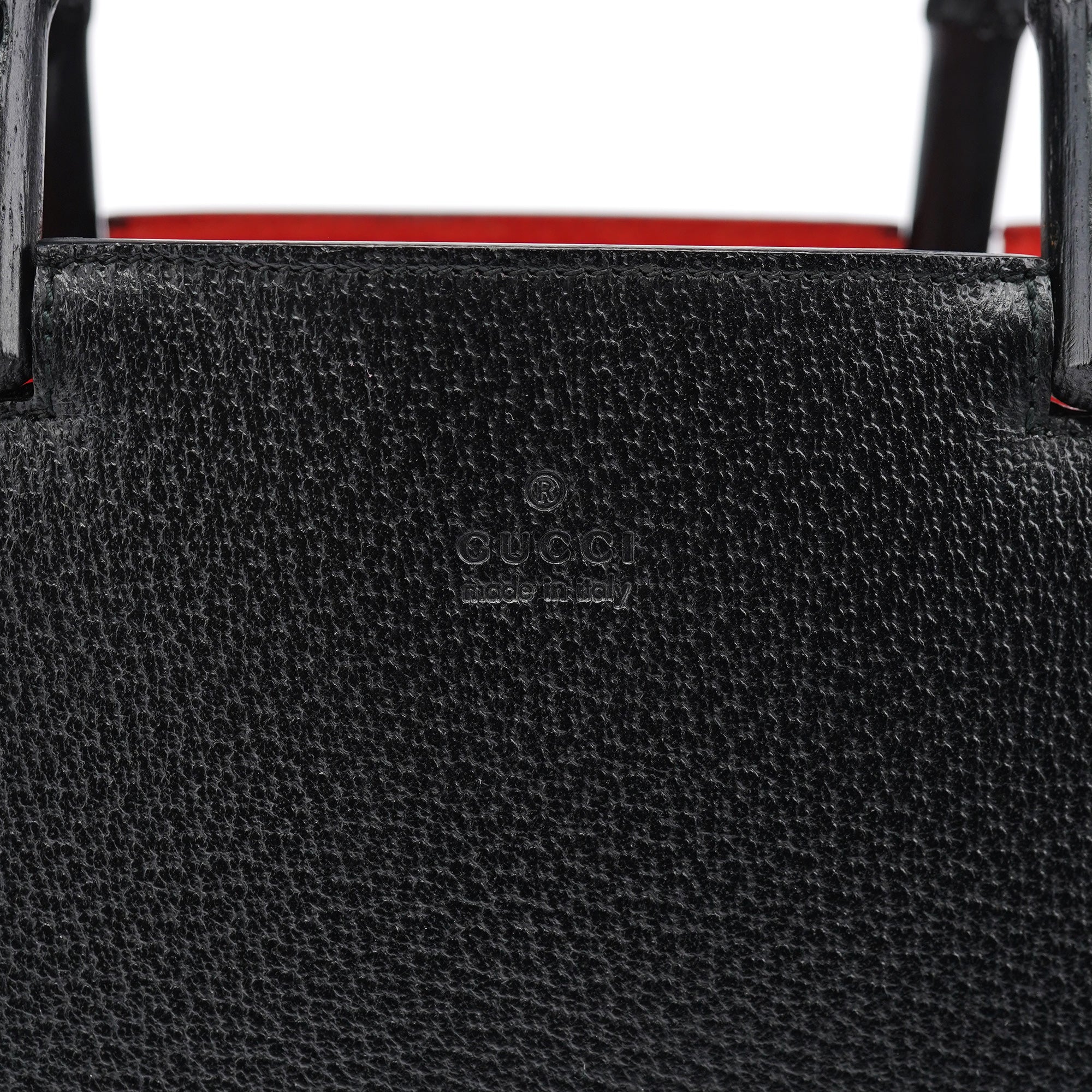 Black Leather Bamboo Tote Bag