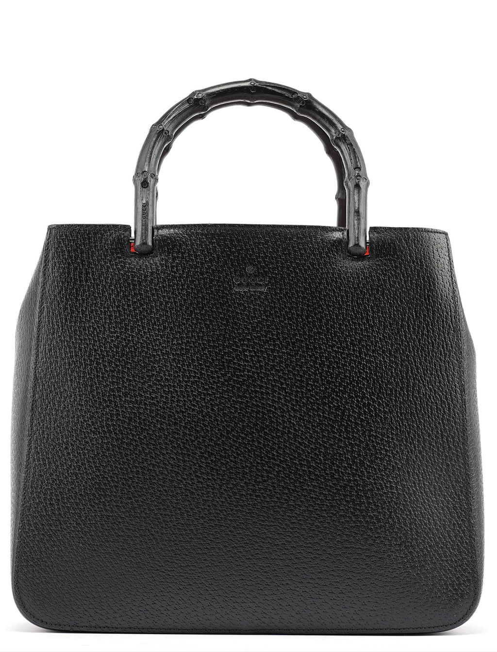 Black Leather Bamboo Tote Bag
