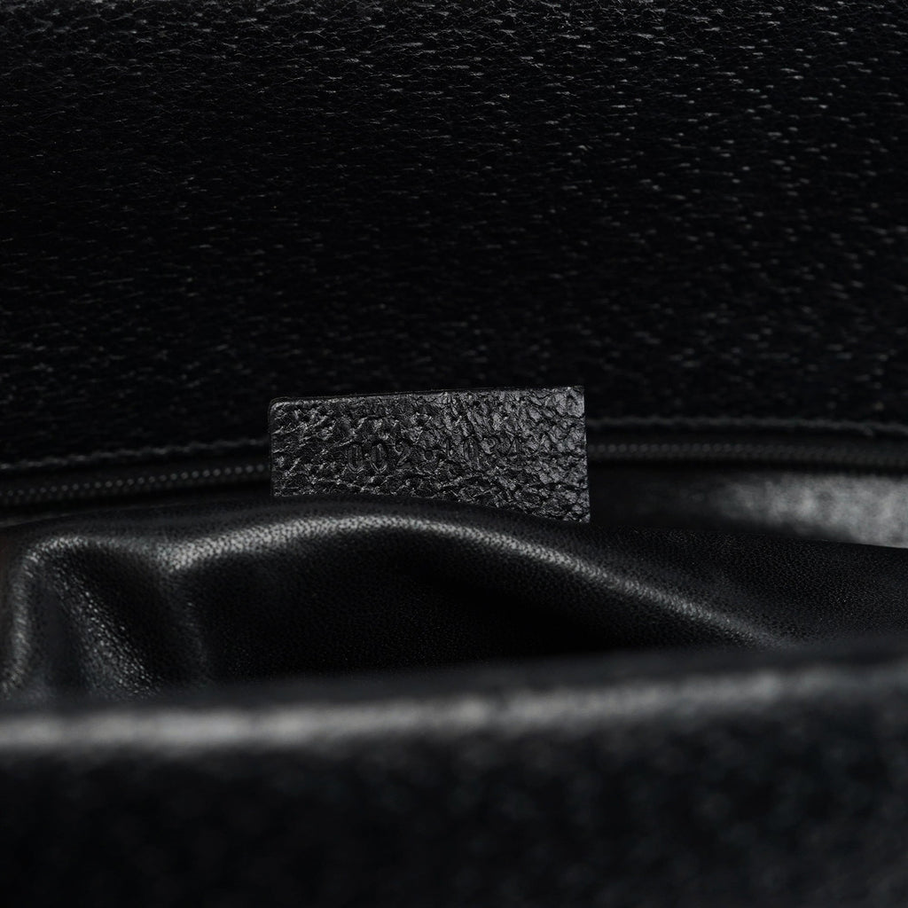 Black Leather Bamboo Tote Bag