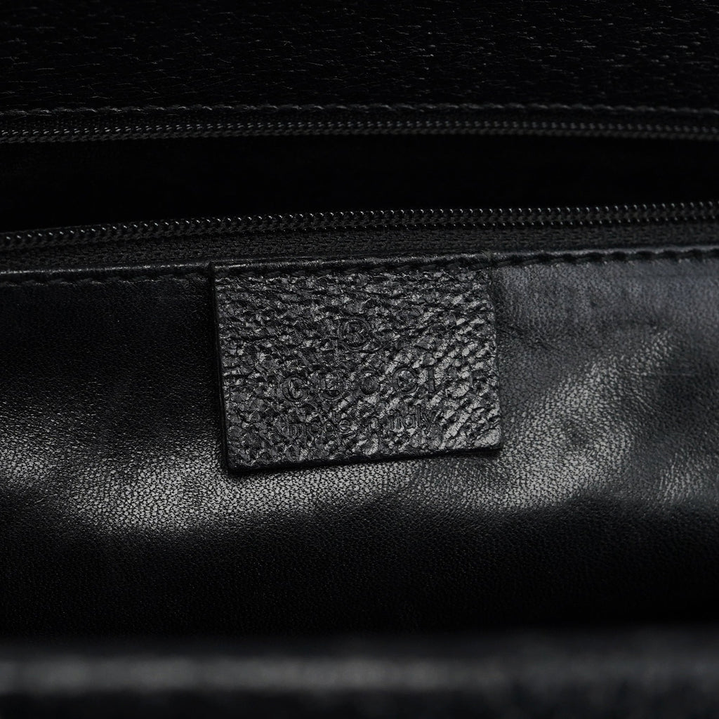 Black Leather Bamboo Tote Bag