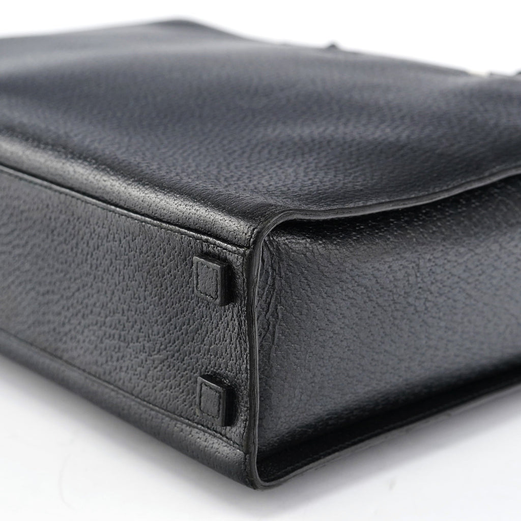 Black Leather Bamboo Tote Bag