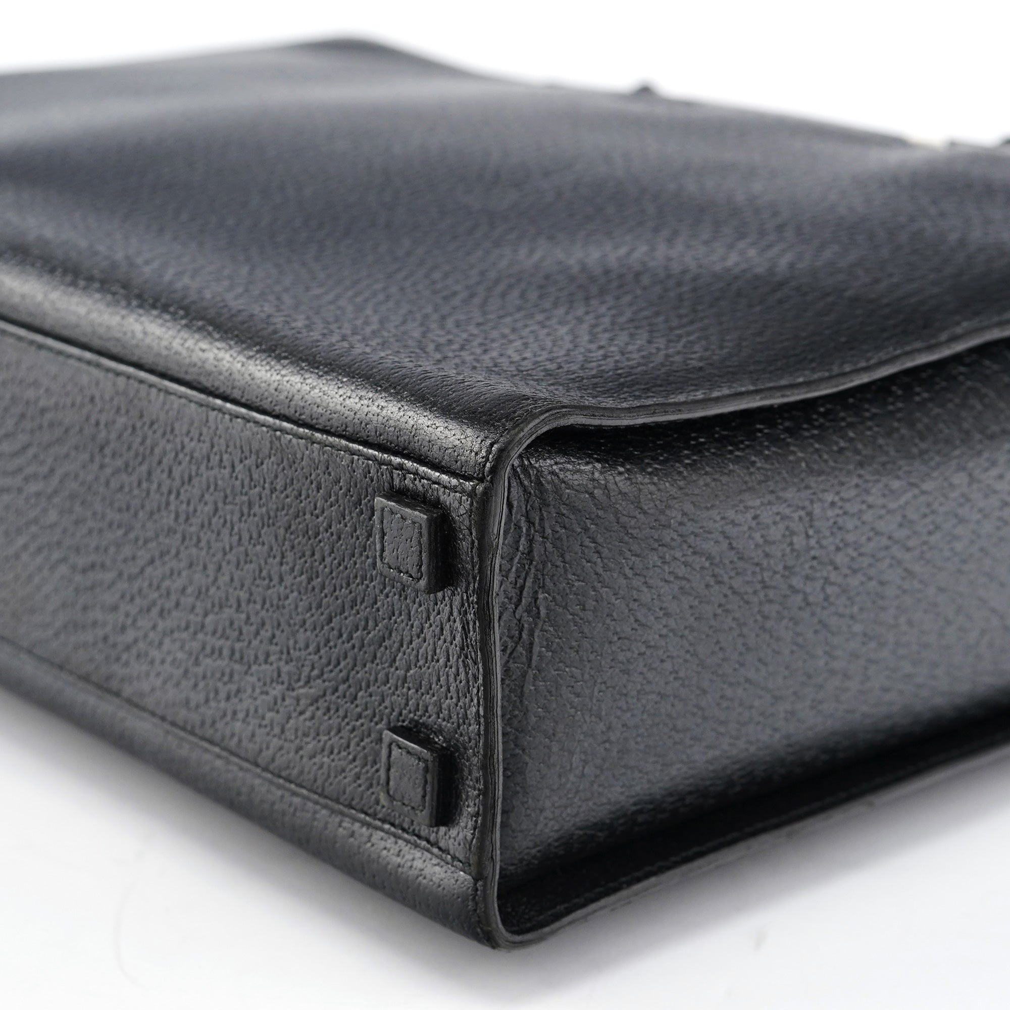 Black Leather Bamboo Tote Bag