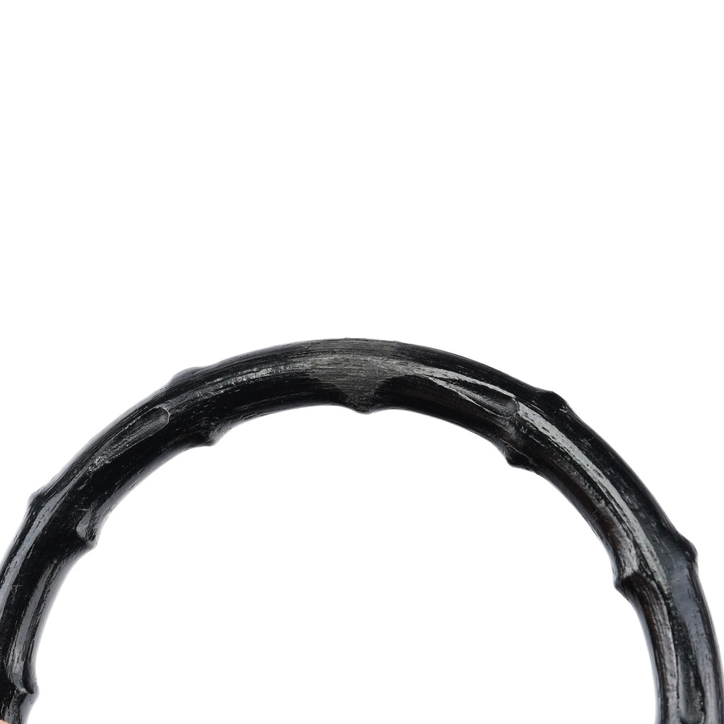 Black Leather Bamboo Tote Bag