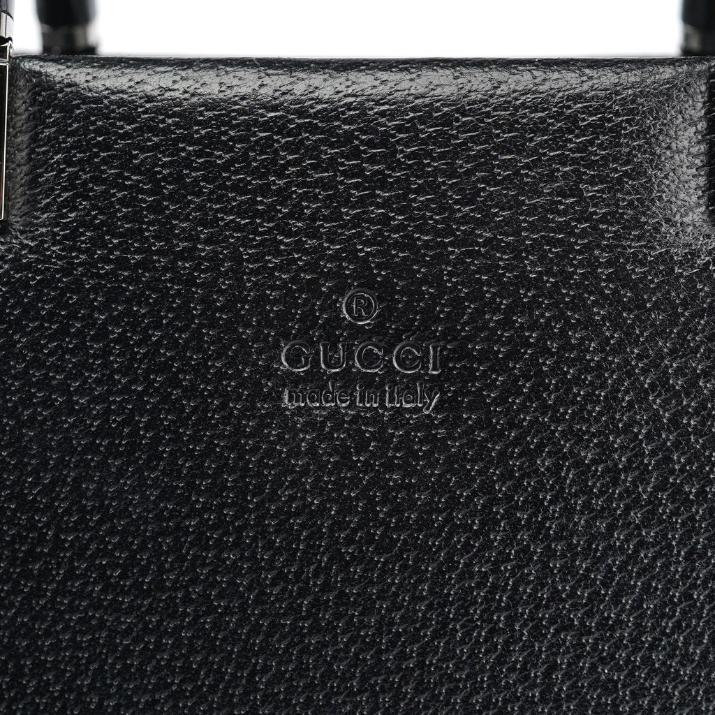 Black Leather Bamboo Tote Bag