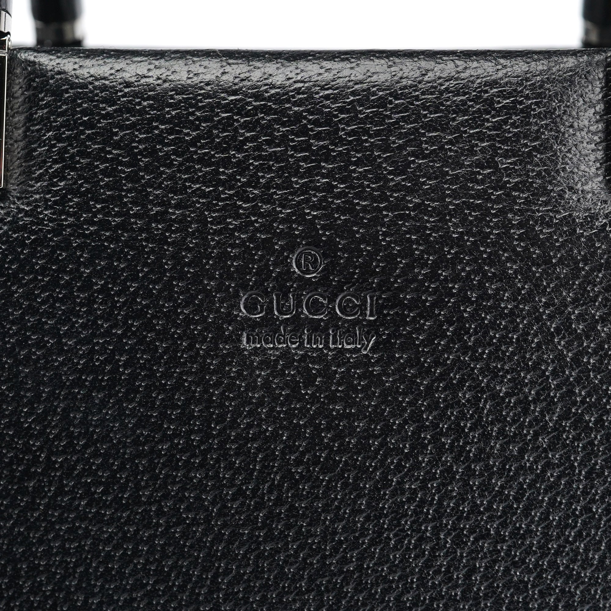 Black Leather Bamboo Tote Bag