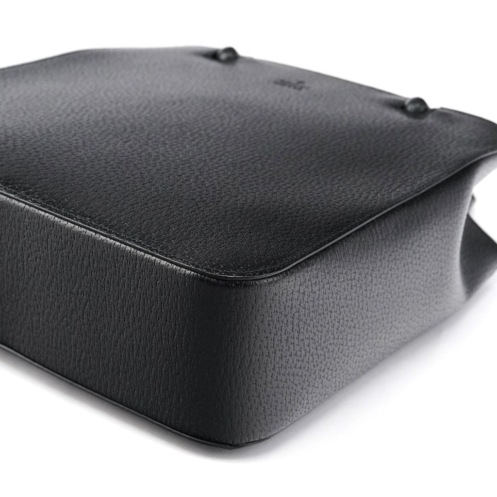Black Leather Bamboo Tote Bag