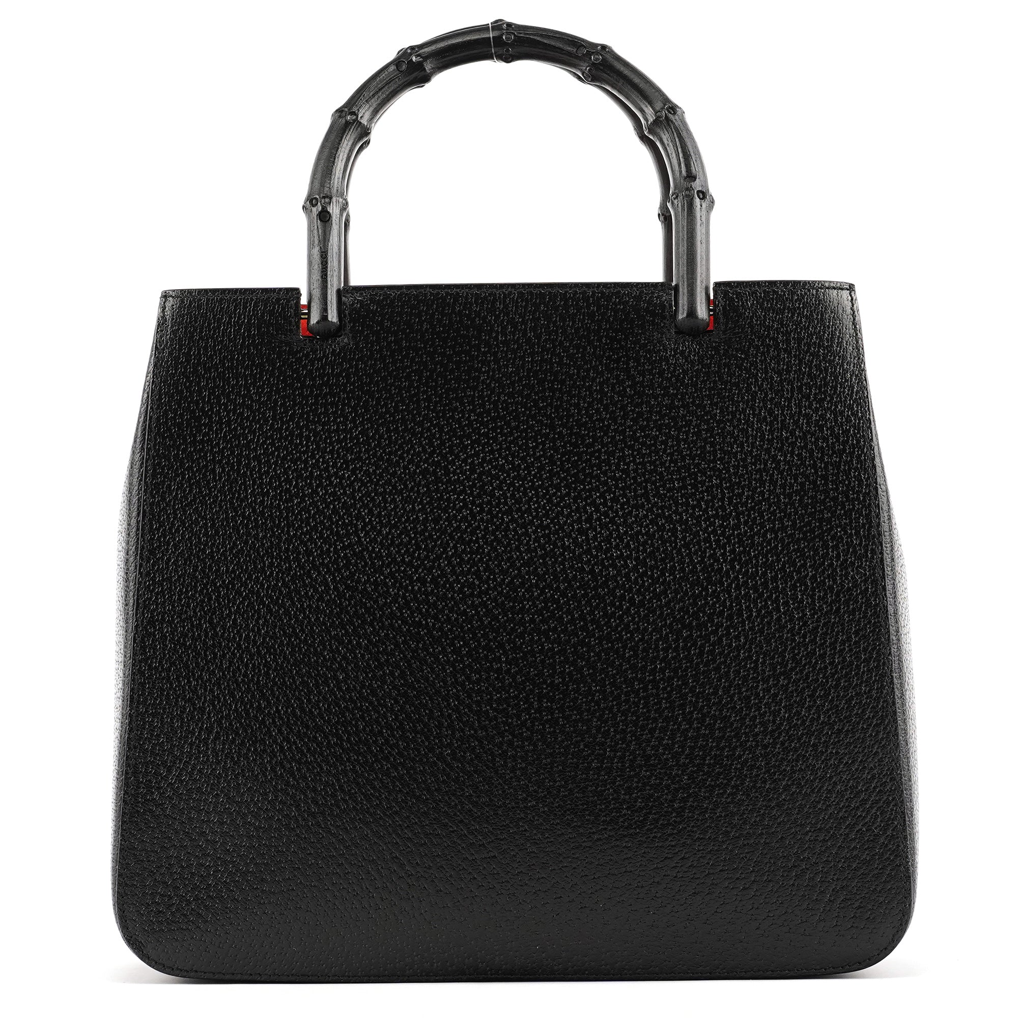 Black Leather Bamboo Tote Bag