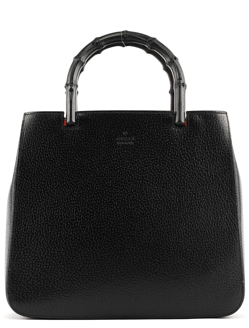 Black Leather Bamboo Tote Bag
