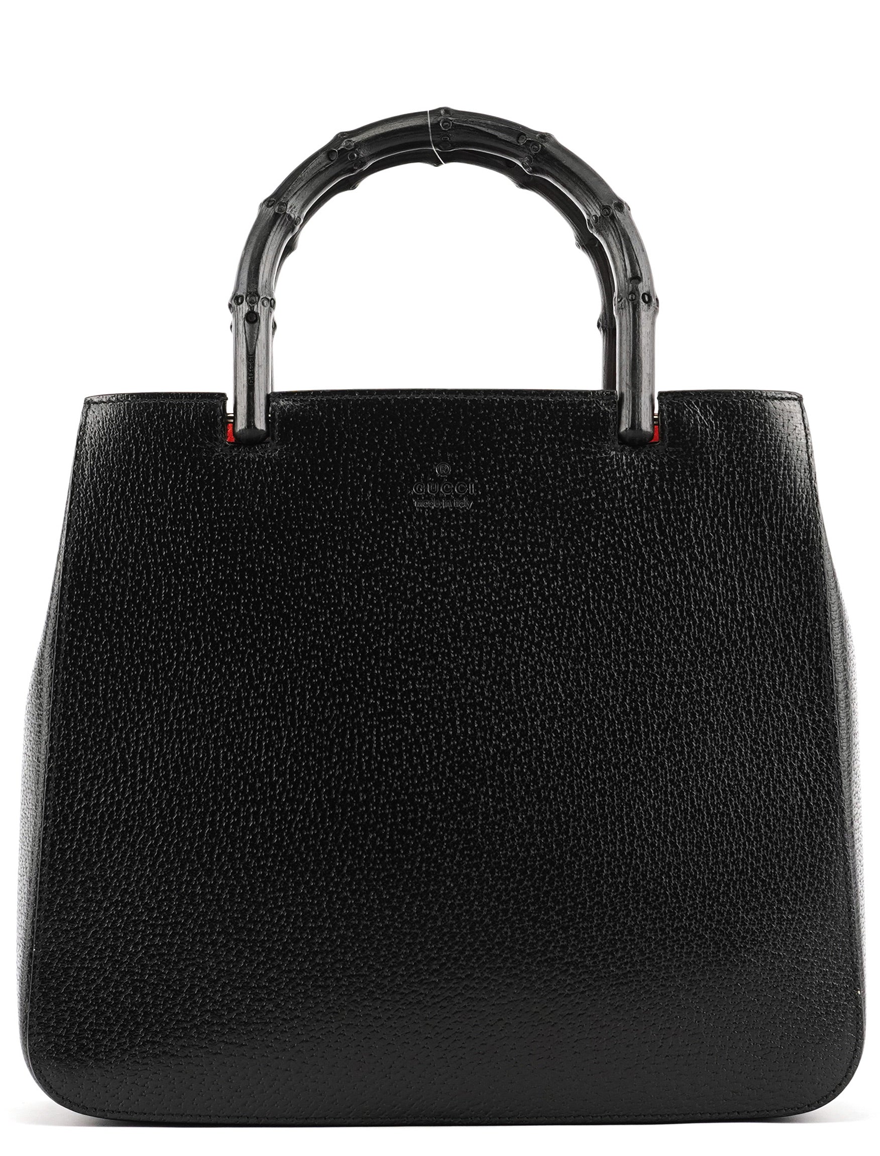 Black Leather Bamboo Tote Bag