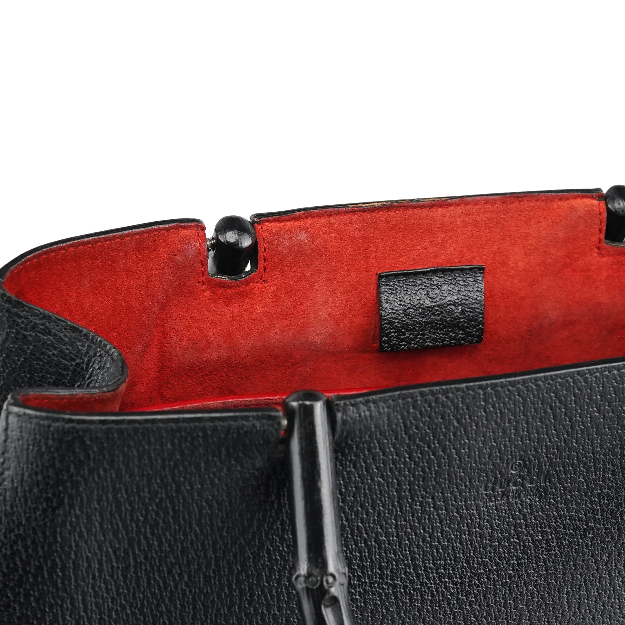 Black Leather Bamboo Tote Bag
