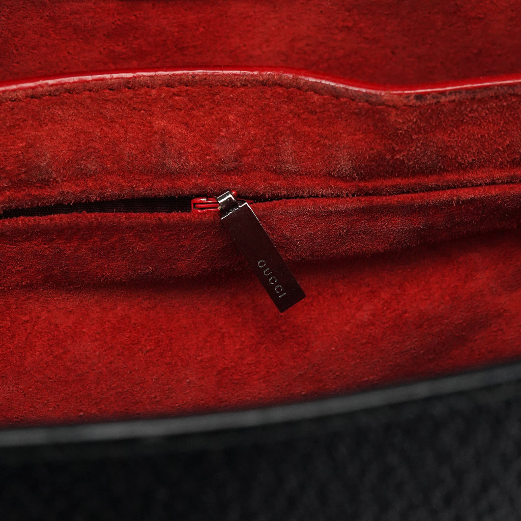 Black Leather Bamboo Tote Bag