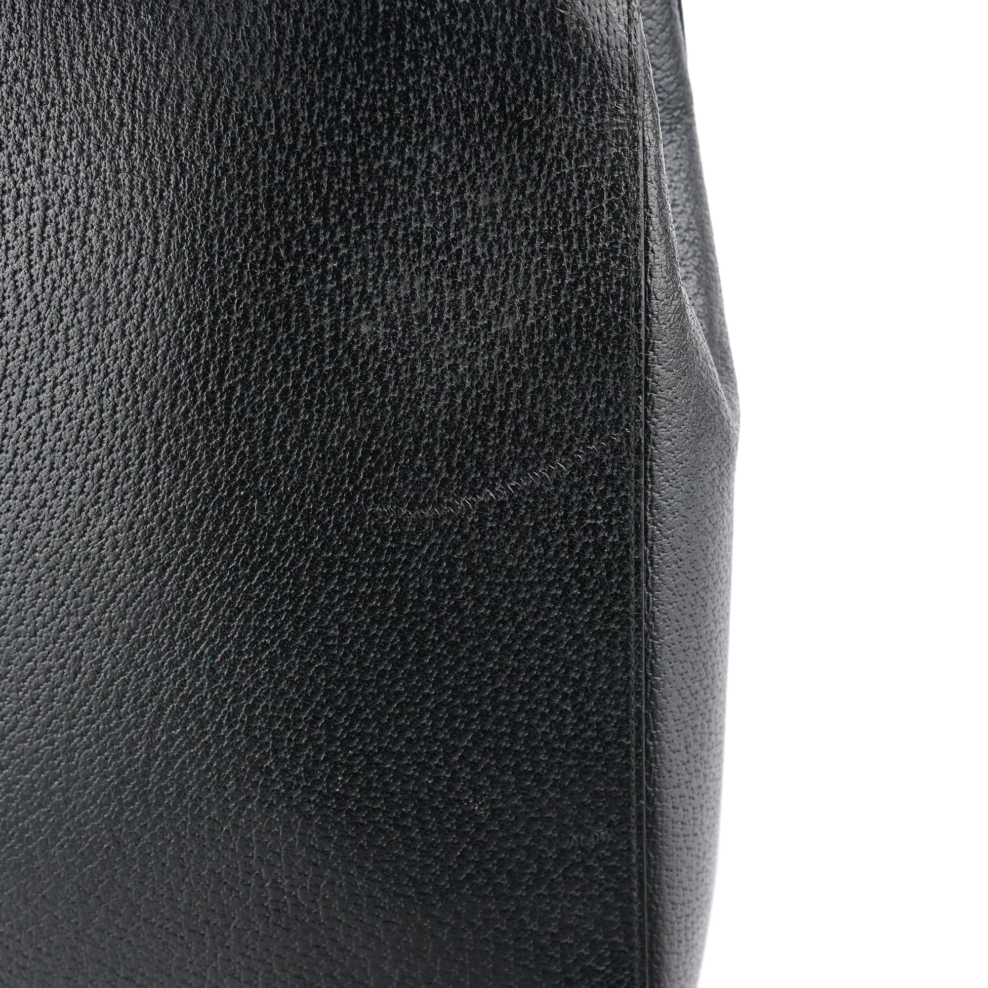 Black Leather Bamboo Tote Bag