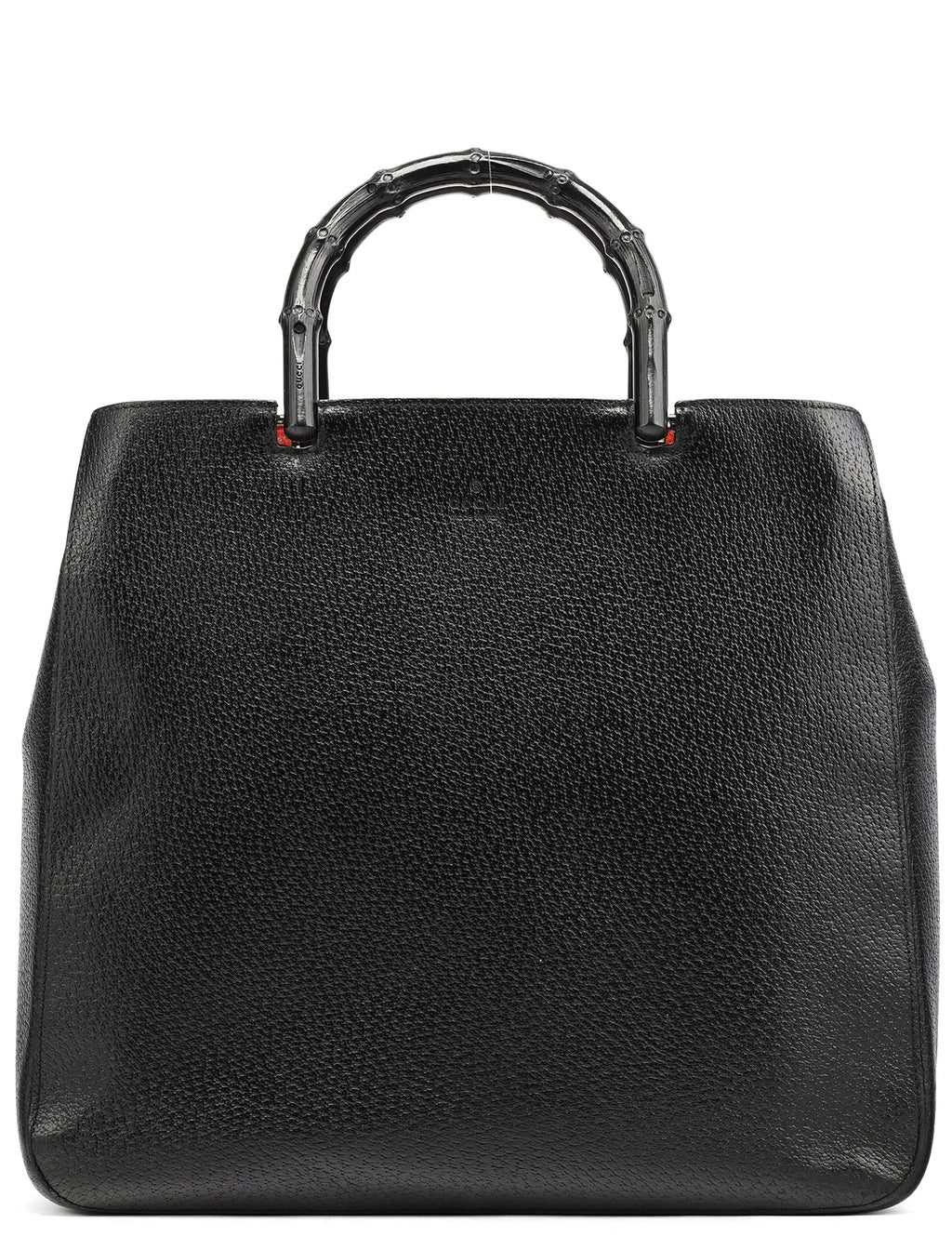 Black Leather Bamboo Tote Bag