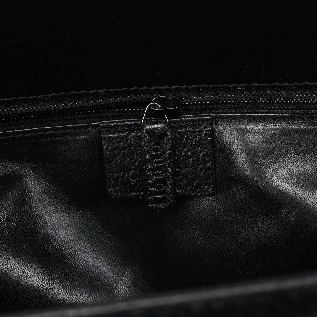 Black Leather Bamboo Tote Bag
