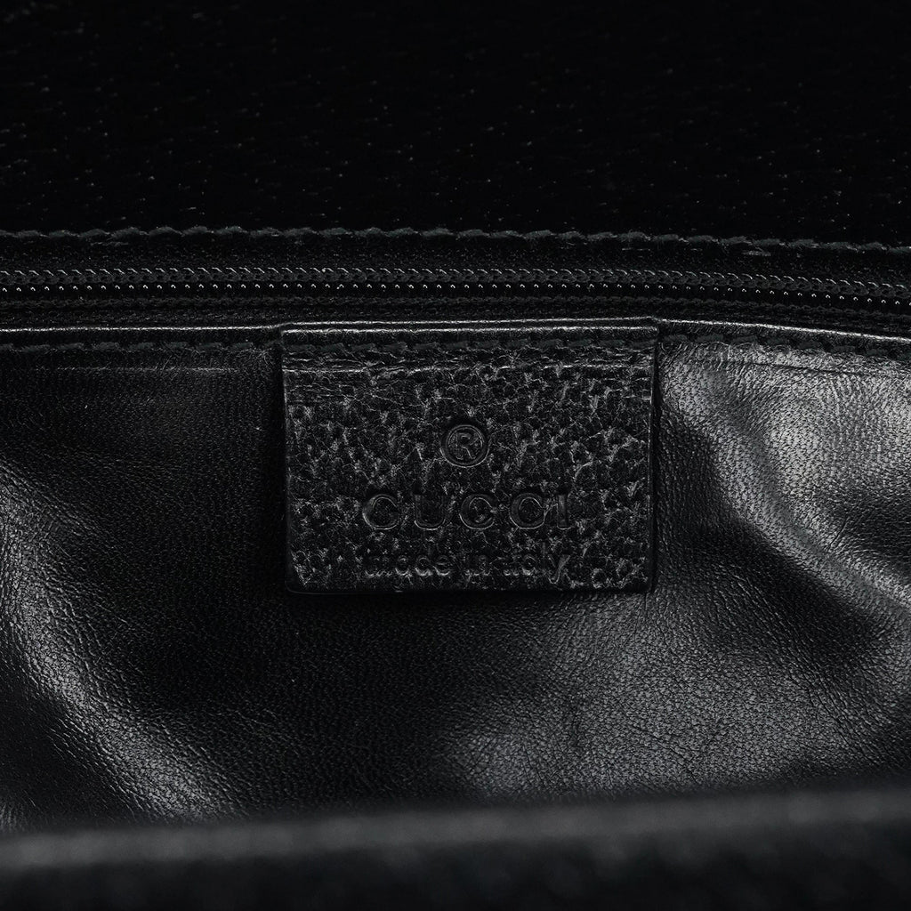 Black Leather Bamboo Tote Bag
