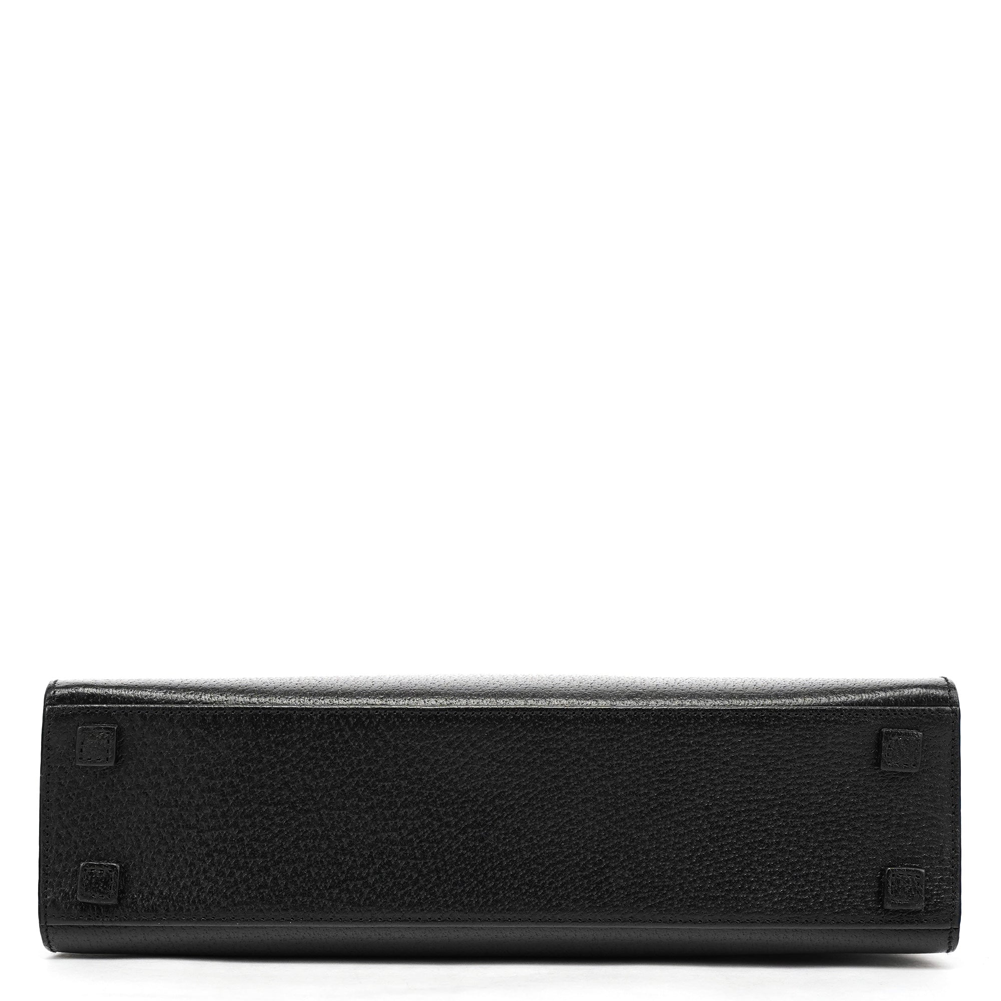 Black Leather Bamboo Tote Bag