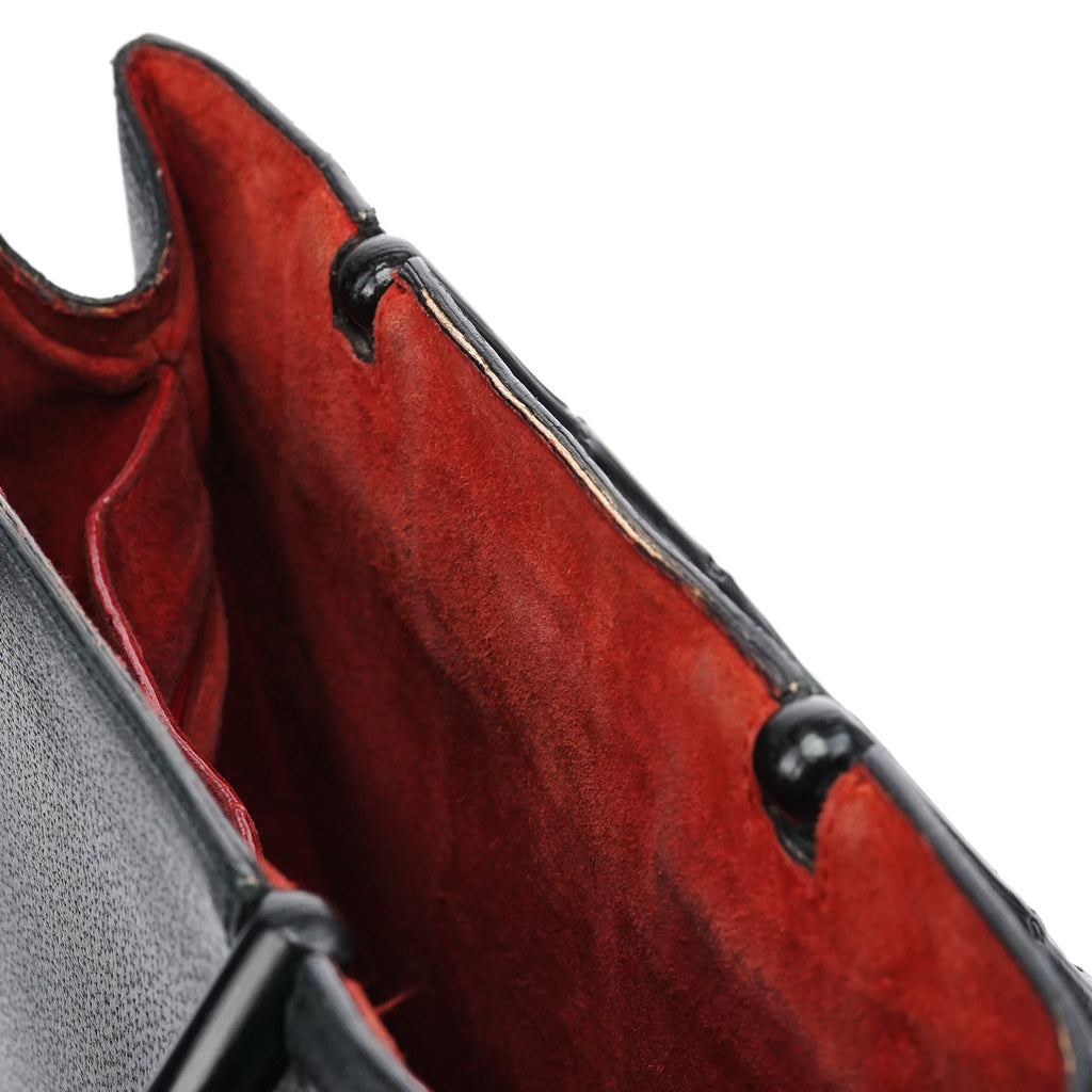 Black Leather Bamboo Tote Bag