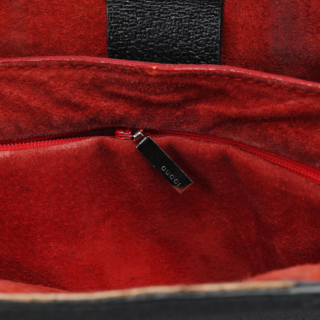 Black Leather Bamboo Tote Bag