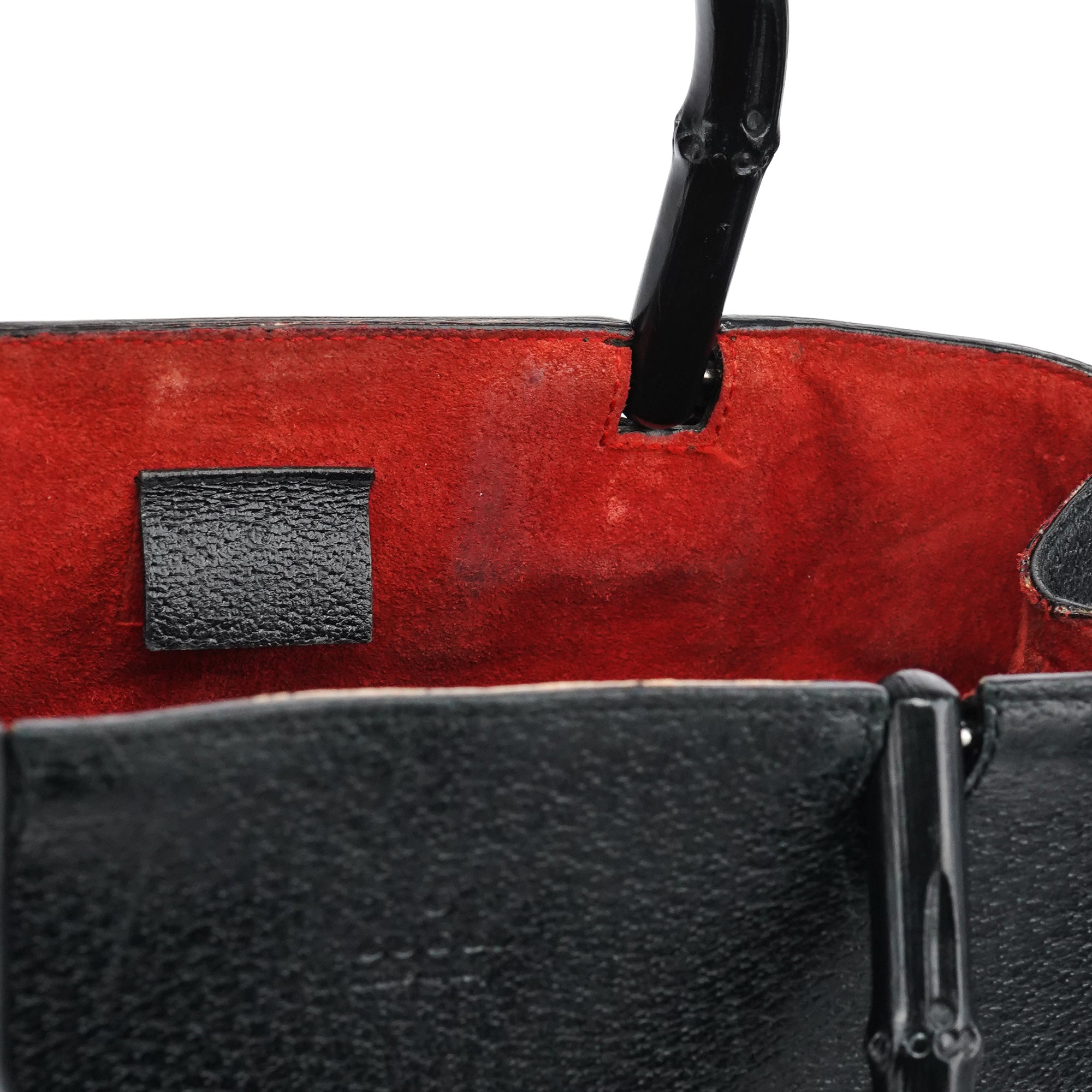 Black Leather Bamboo Tote Bag