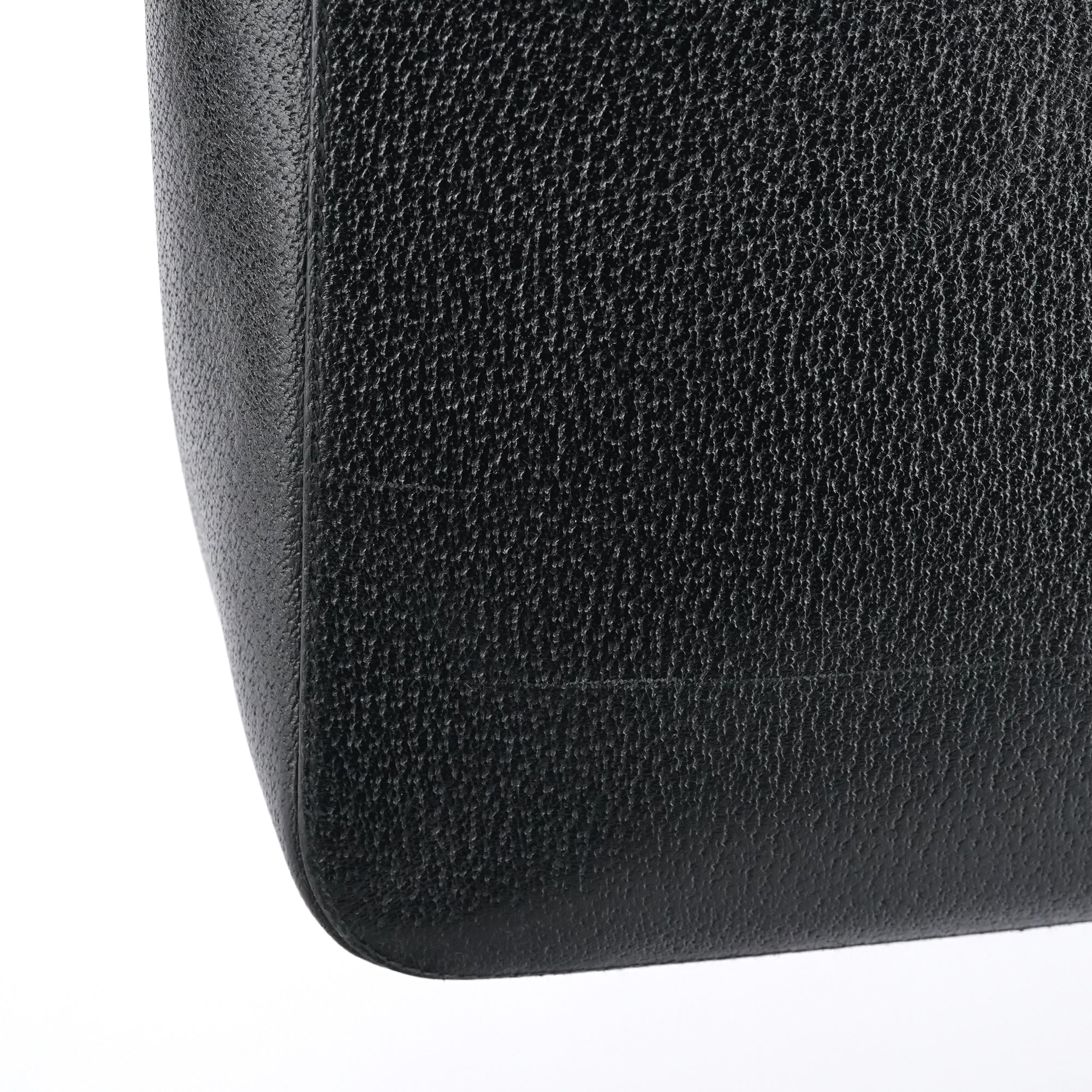 Black Leather Bamboo Tote Bag