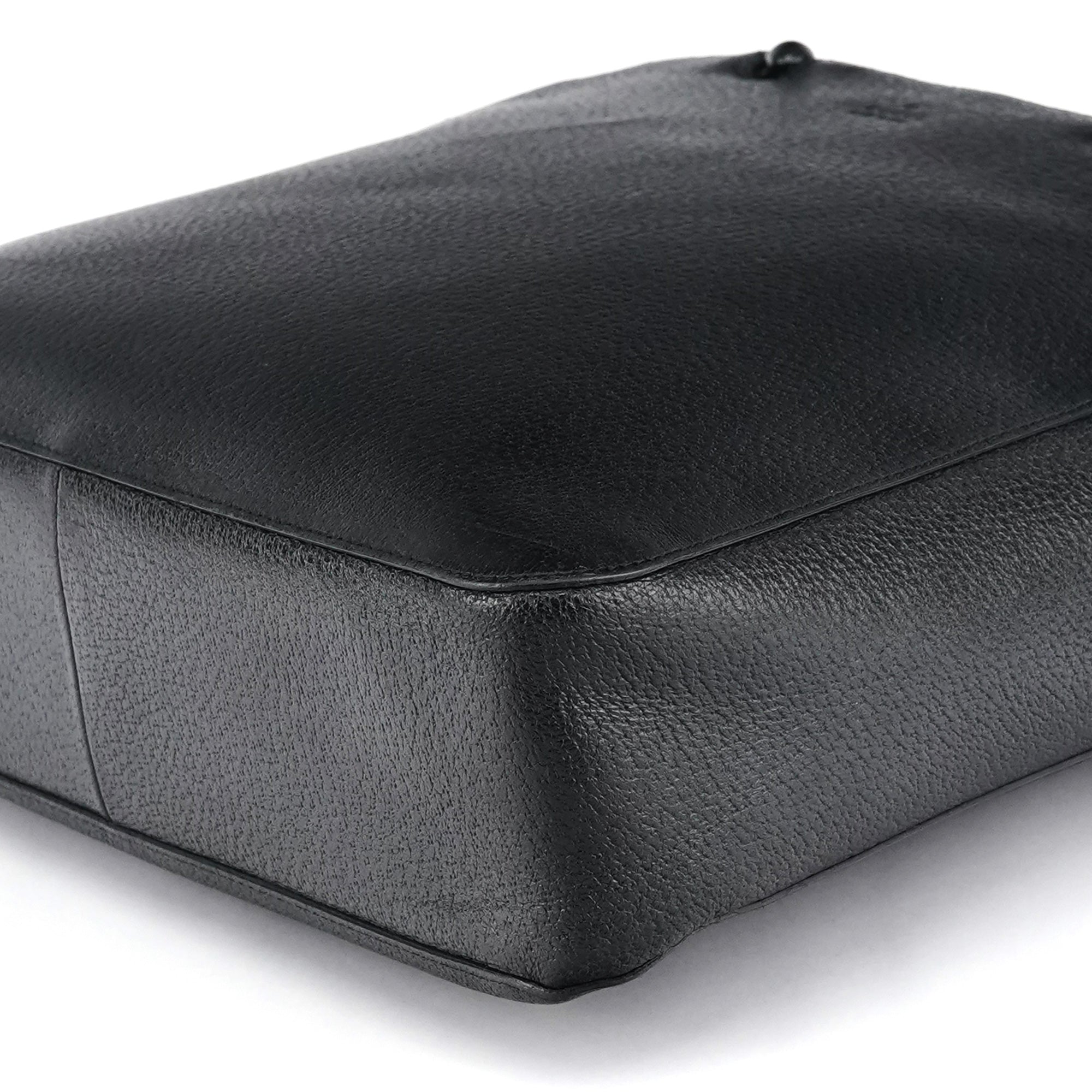 Black Leather Bamboo Tote Bag
