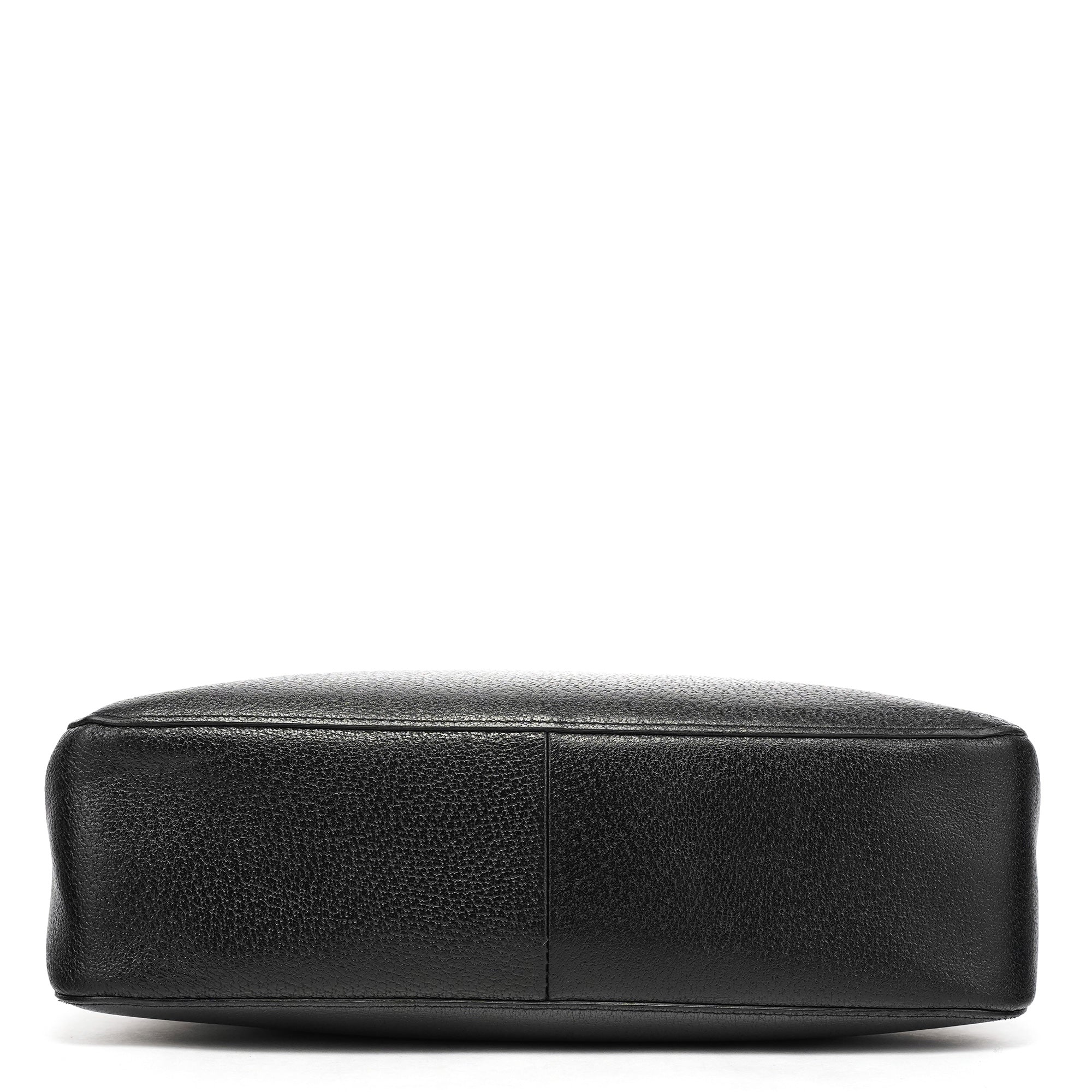 Black Leather Bamboo Tote Bag