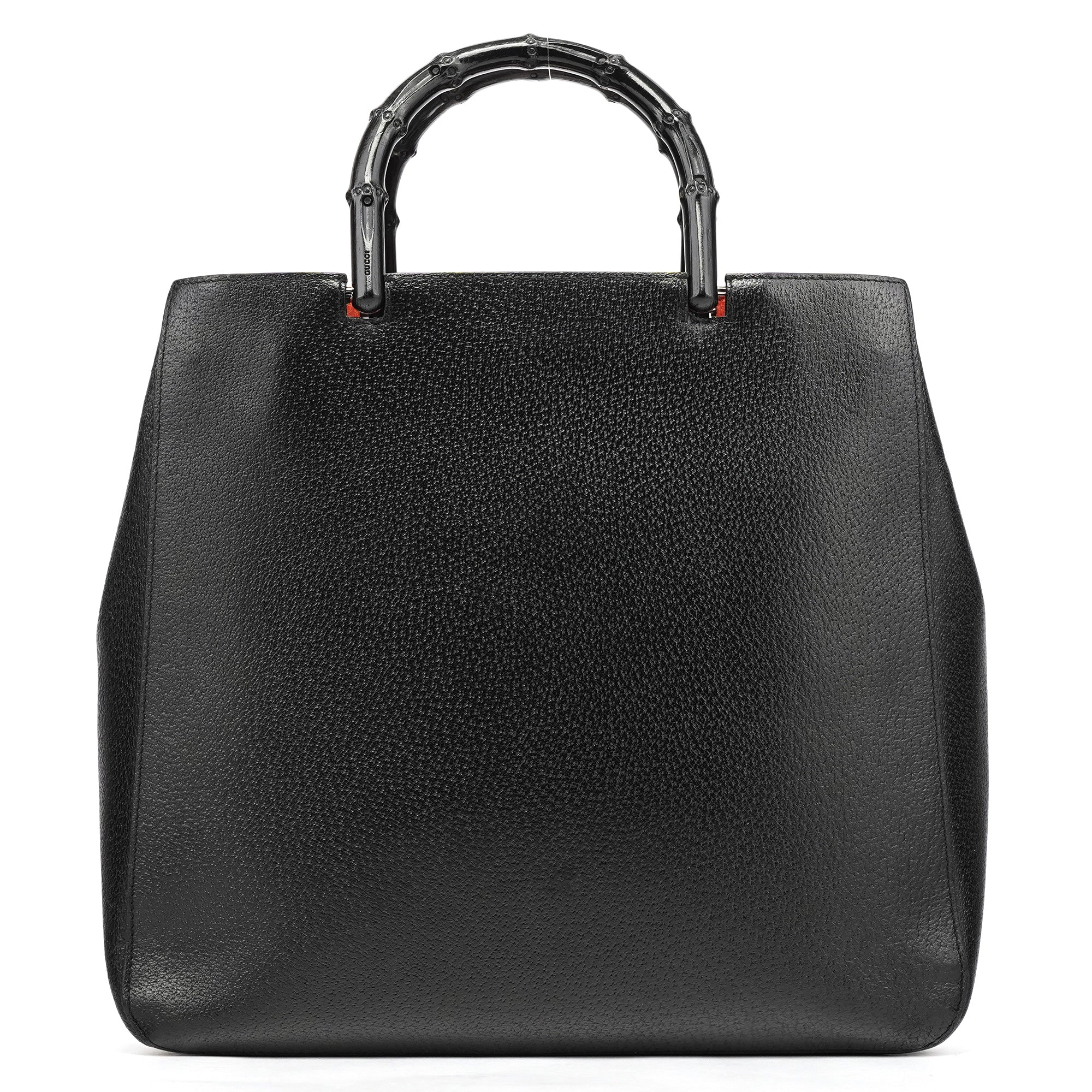 Black Leather Bamboo Tote Bag