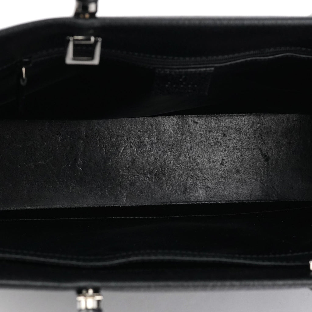 Black Leather Bamboo Tote Bag